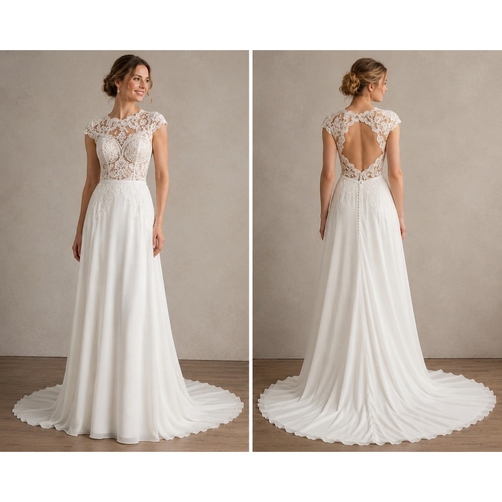 Adore Justin Alexander Wedding Dress Ivory Lace A-Line Gown Shop Sample READ*